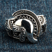 Roman Warrior Helmet Sterling Silver Medieval Ring