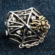 Sterling Silver Yellow Gold Gothic Spider Ring