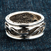 Tribal Sterling Silver Mens Band Ring