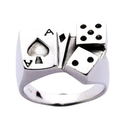 Ace Card Dice Sterling Silver Lucky Gamble Ring