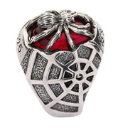 Red Spider Sterling Silver Gothic Ring