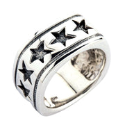 Star Sterling Silver Men's Band Ring