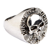 Sterling Silver Punk Not Dead Skull Ring
