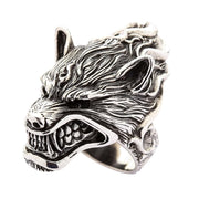 Werewolf Head Sterling Silver Biker Ring