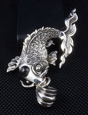 Black Silver Gothic Koi Pendant-Bikerringshop