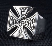 Sterling Silver Westcoast Cross Choppers Biker Ring