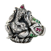 Ganesha Hindu God Sterling Silver Amulet Ring