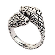 Sterling Silver Double Snake Head Gothic Ring-Bikerringshop