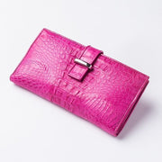 real pink crocodile leather wallet for women