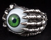 Sterling Silver Gothic Green Eye Ring-Bikerringshop