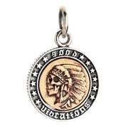 Sterling Silver Skull Indian Liberty Coin Pendant-Bikerringshop
