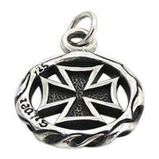 sterling silver iron cross loop pendant