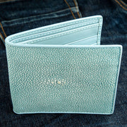 Real Blue Turquoise Polished Stingray Skin Leather Wallet