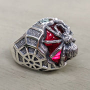 sterling silver red stone spider ring