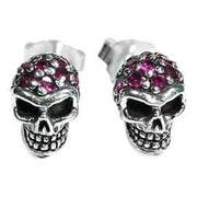 ruby skull earrings