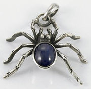 sterling silver blue stone spider pendant