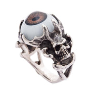 sterling silver skull goth brown eyeball ring