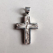 silver iced cross pendant