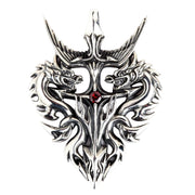 Red Garnet Guardian Dragon Sterling Silver Medieval Pendant