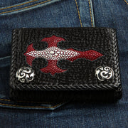 genuine stingray inlaid cross biker wallet for chain