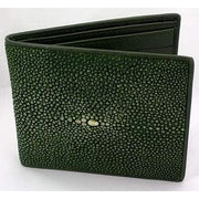 green polished stingray skin wallet